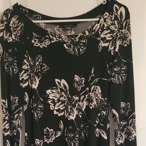 Karen Kane Black / Cream Flowered Midi Dress
